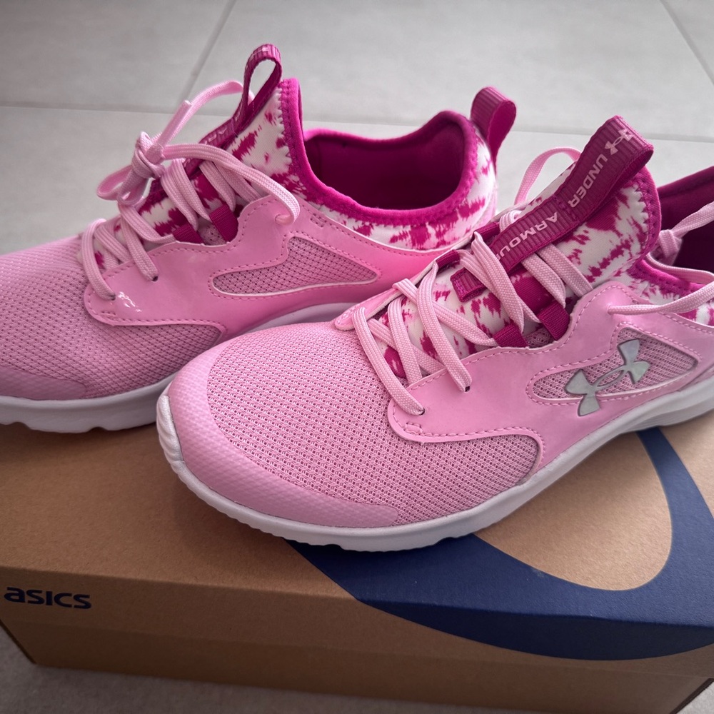 Under Armour Kids' Pink and White Sneakers